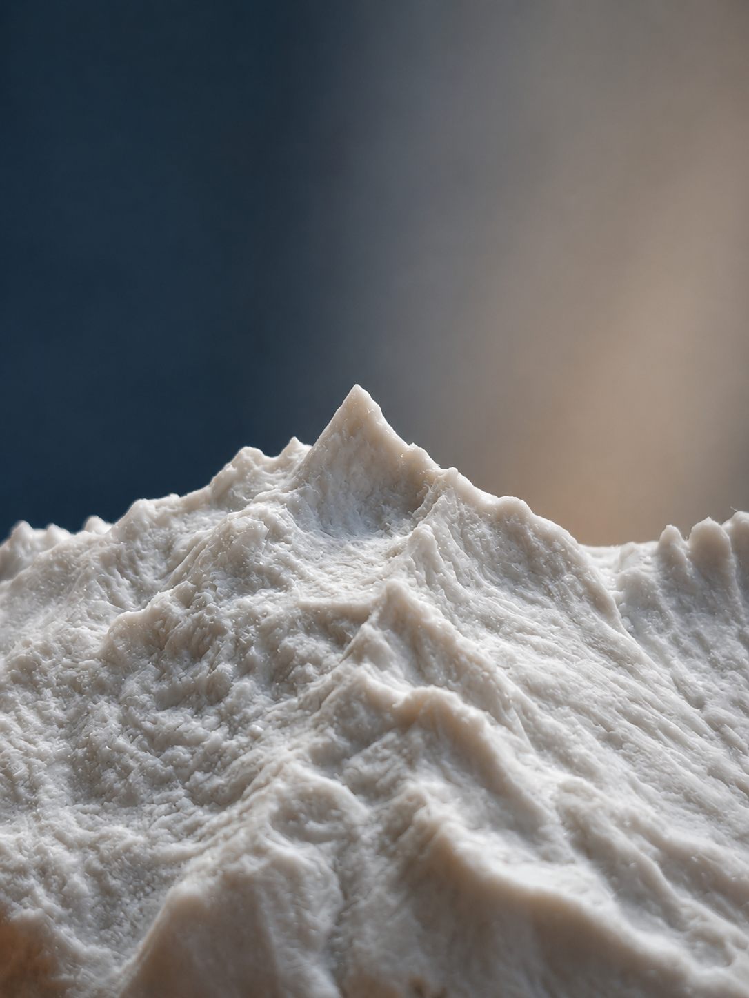 White resin casting stage for the miniature mountain